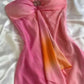 Pink Gorgeous Gradient Strapless Long Chiffon Elegant Ball Gown Evening Dress Party Dress gh3179