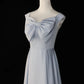 Robe de demoiselle d'honneur longue en satin bleu simple et tendance, robe de bal, robe de soirée, robe de soirée gh4543