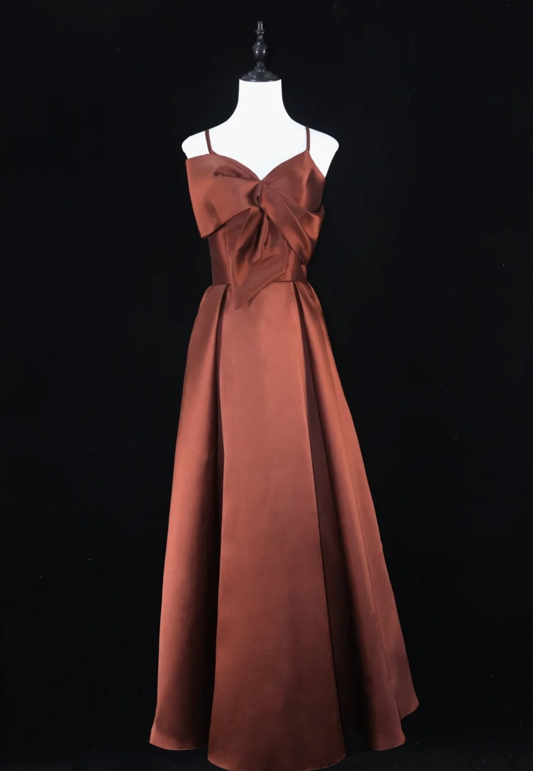 Blue/Brown/Red Spaghetti Strap Elegant Long Satin Ball Gown Evening Dress Party Dress gh4539