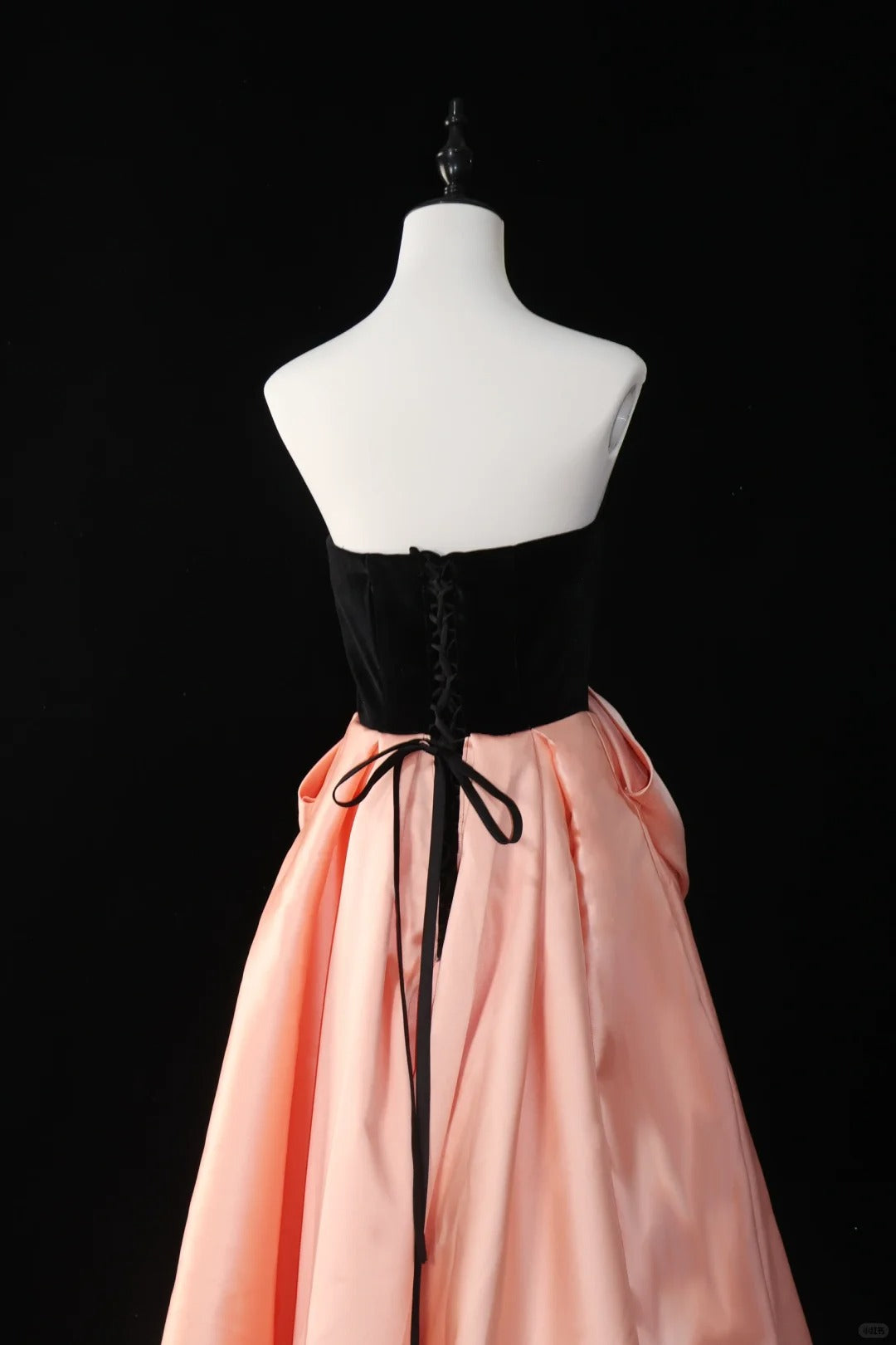 Black pink contrast color fashion long satin ball gown evening dress graduation dress gh4544