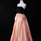 Black pink contrast color fashion long satin ball gown evening dress graduation dress gh4544