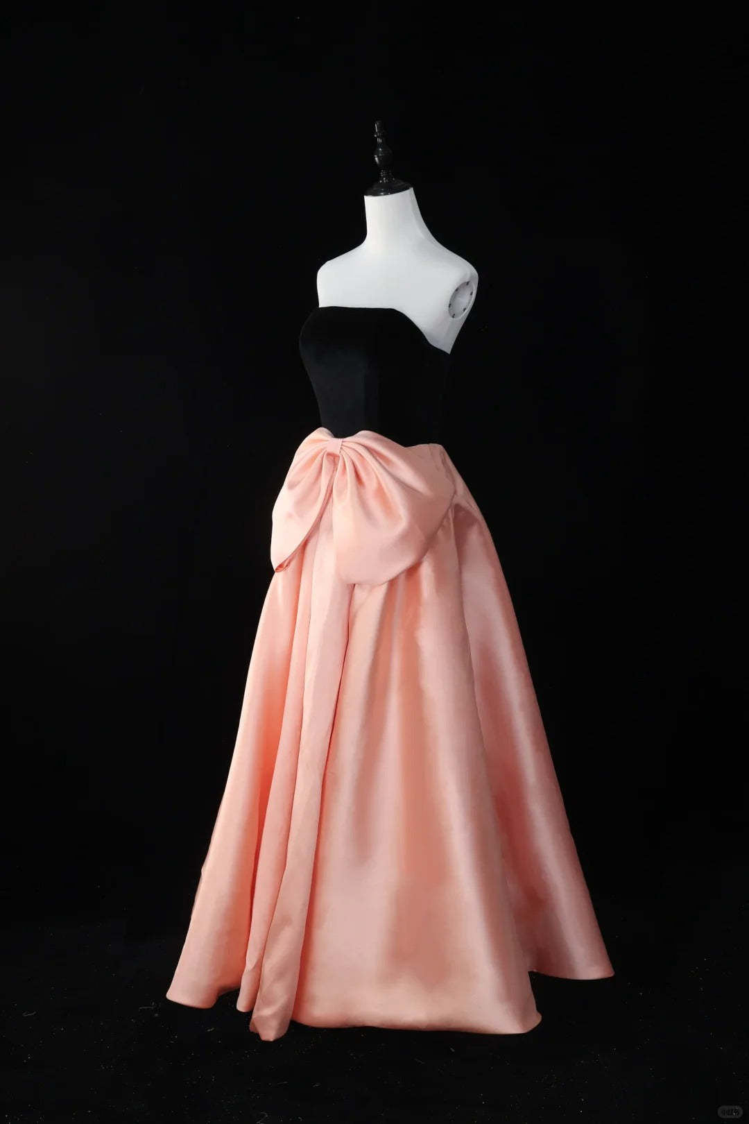 Black pink contrast color fashion long satin ball gown evening dress graduation dress gh4544