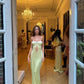 Green fashion simple long Mermaid Slim satin hollow ball gown evening dress wedding guest dress gh3019