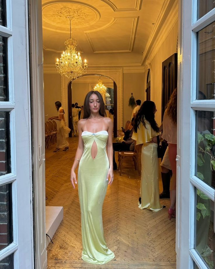 Green fashion simple long Mermaid Slim satin hollow ball gown evening dress wedding guest dress gh3019