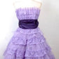 Girlhomeshops - Robe de soirée princesse courte en tulle multicouche violet et rose gh5770