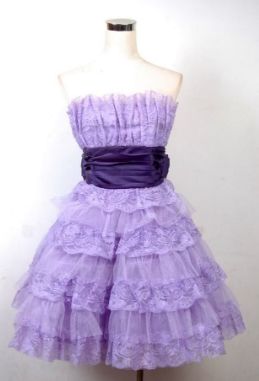 Girlhomeshops - Robe de soirée princesse courte en tulle multicouche violet et rose gh5770