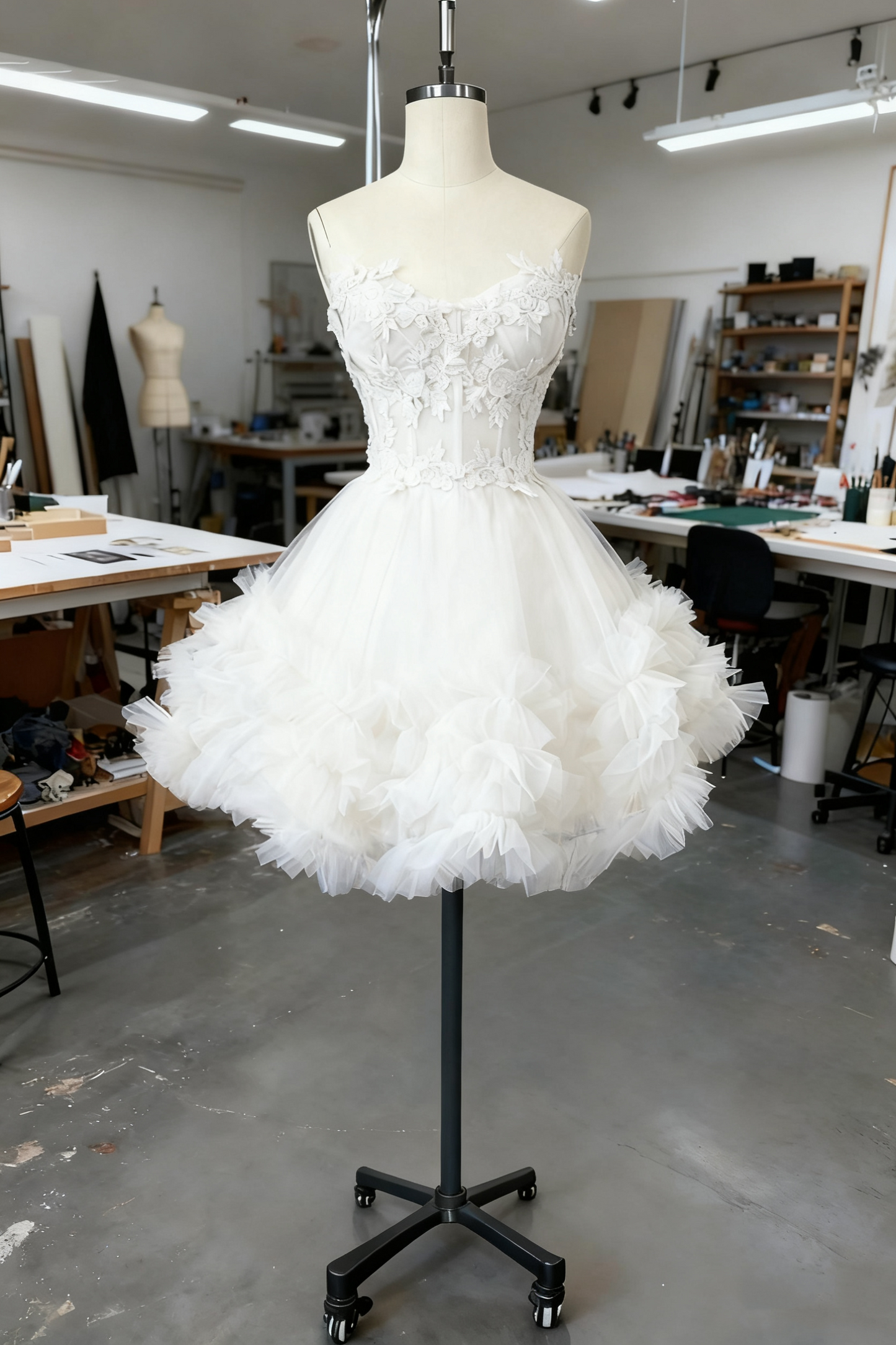 girlhomeshops-Blue Delicate Beaded Short Tulle Dress, Homecomming Birthday Dress gh6163