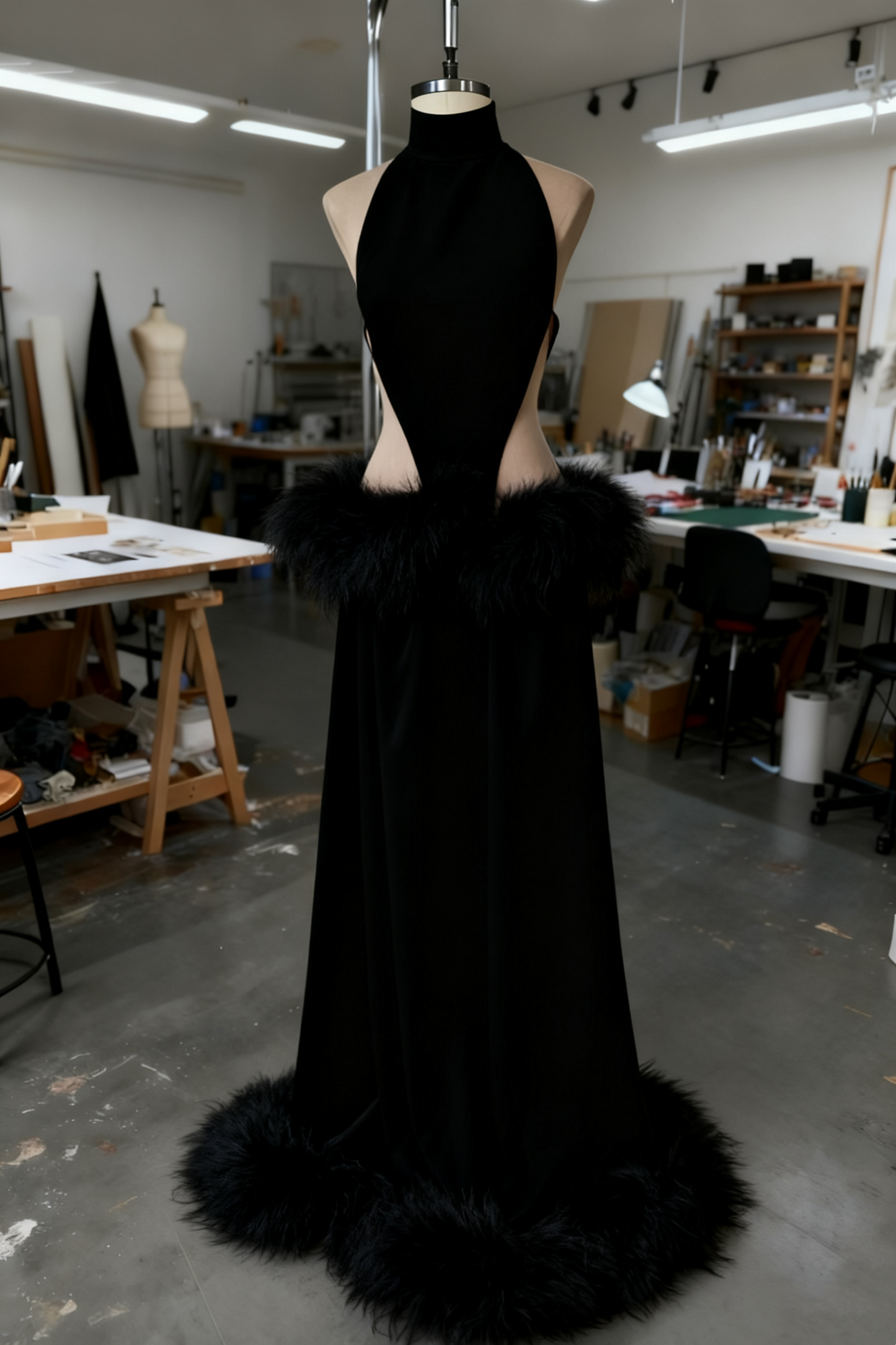 girlhomeshops-Sexy Long Fur Dress gh6162