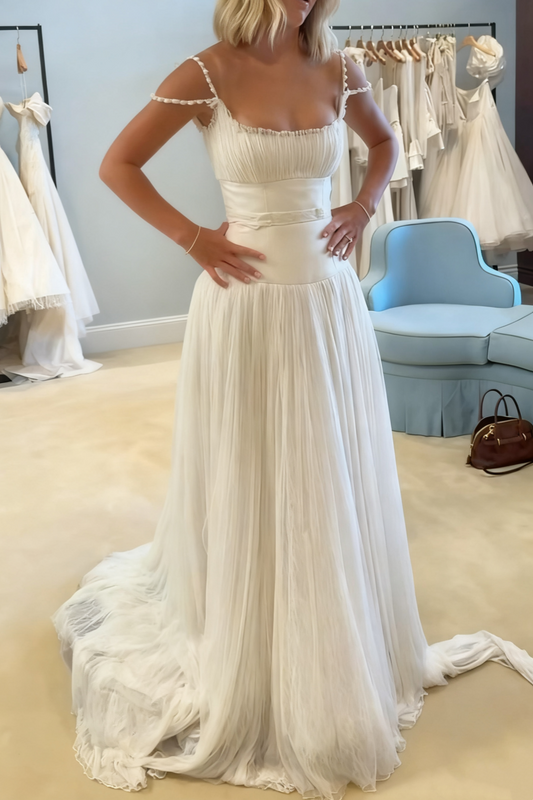 girlhomeshops-Long, floor-length tulle wedding dress/prom dress gh6177