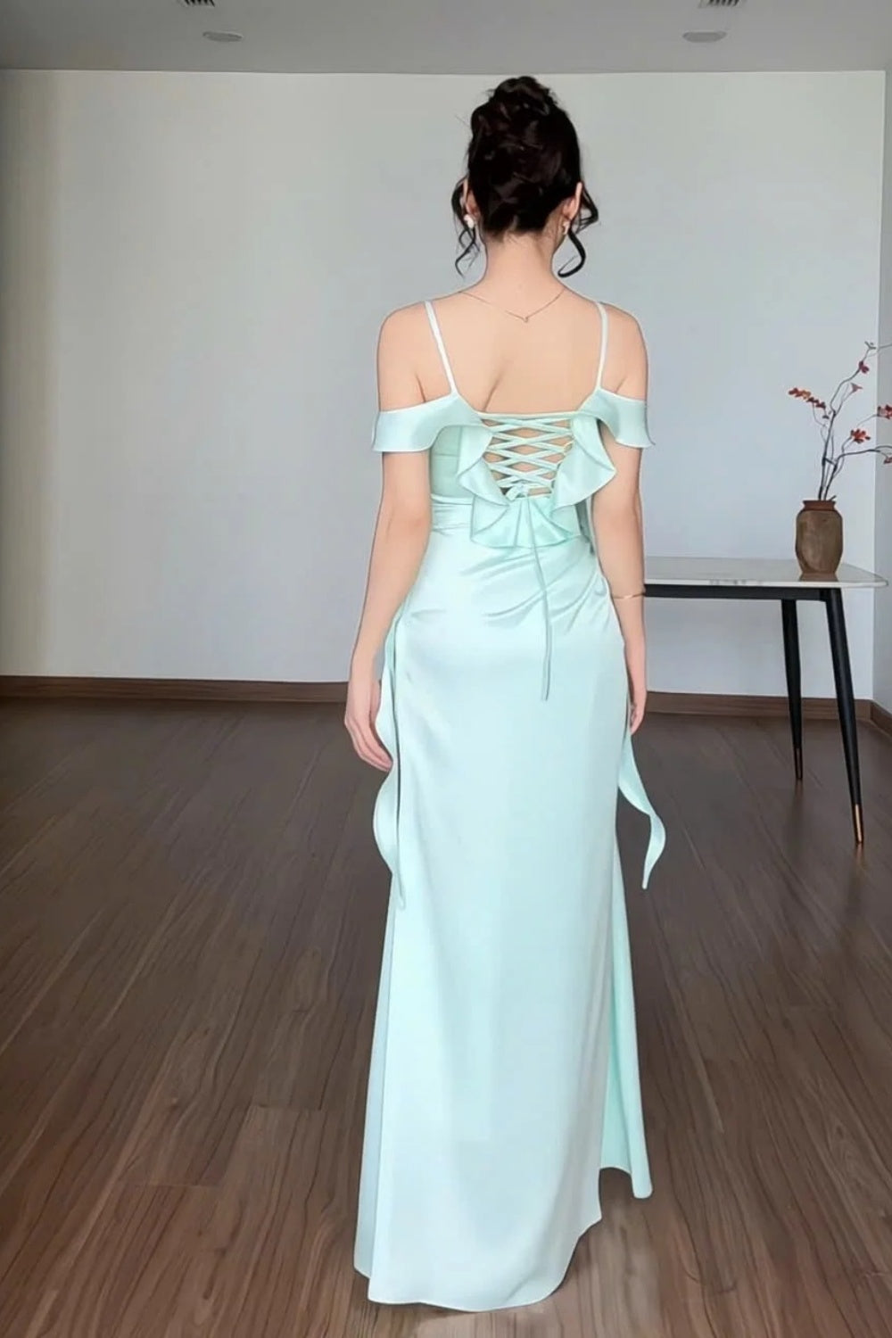 Stylish, Simple, Flowing Ribbon, Elegant Long Satin Evening Gown/Party Dress gh7084