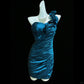 Blue Floral Short Satin Homecoming Dress Prom Dress Birthday Dress gh4638