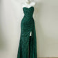 Green simple fashionable elegant long sequin floor-length tail ball gown evening dress prom dress gh3727