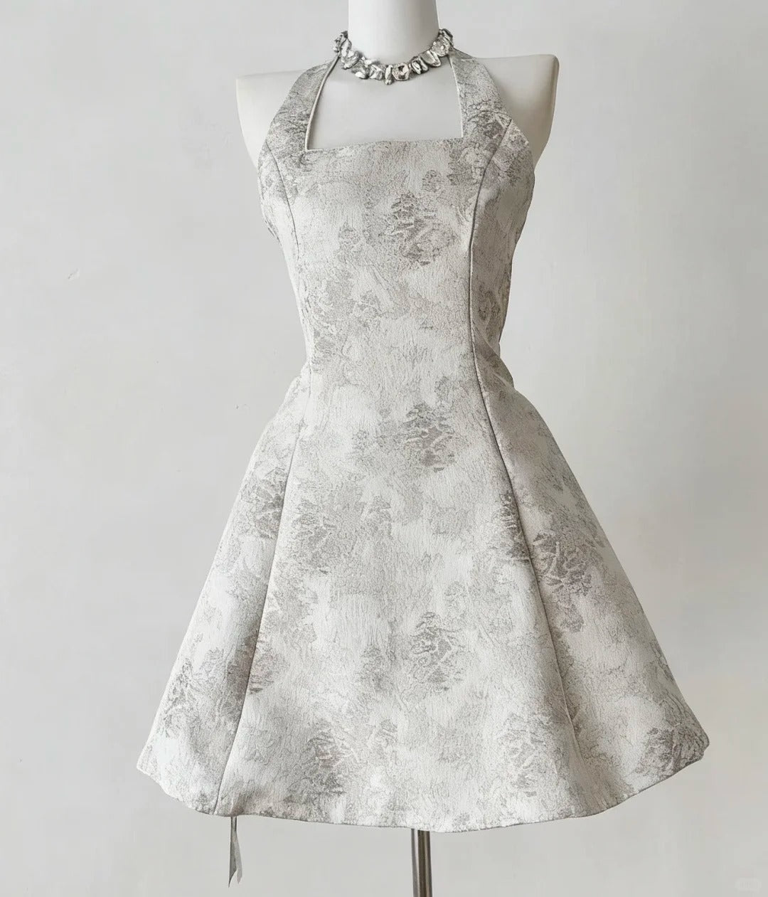 girlhomeshops--White Floral Unique Fashion Niche Short Satin Formal Homecoming Dress Birthday Party Dress Banquet Dress gh5690