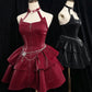 girlhomeshops-Black/Red Short Homecoming Dress Halloween Party Dress Halloween Costume Outfit Halloween gh5771