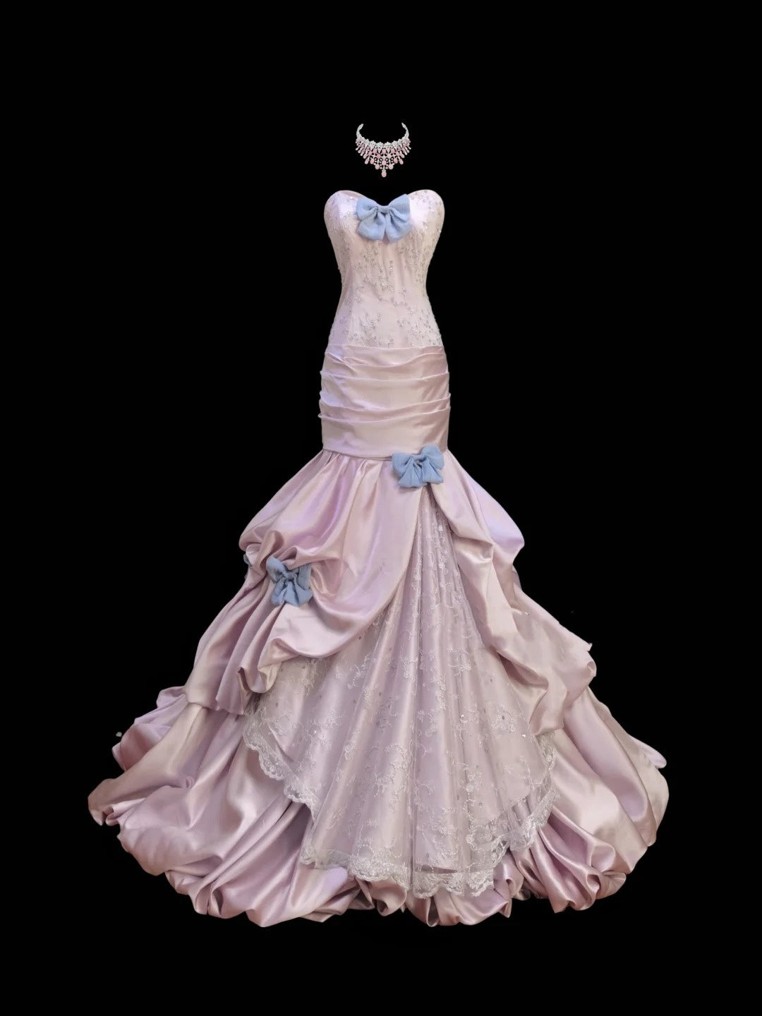 Robe de soirée longue rose avec nœud décoratif et robe de bal longue au sol, robe de cérémonie pour adulte, robe d'anniversaire gh4100
