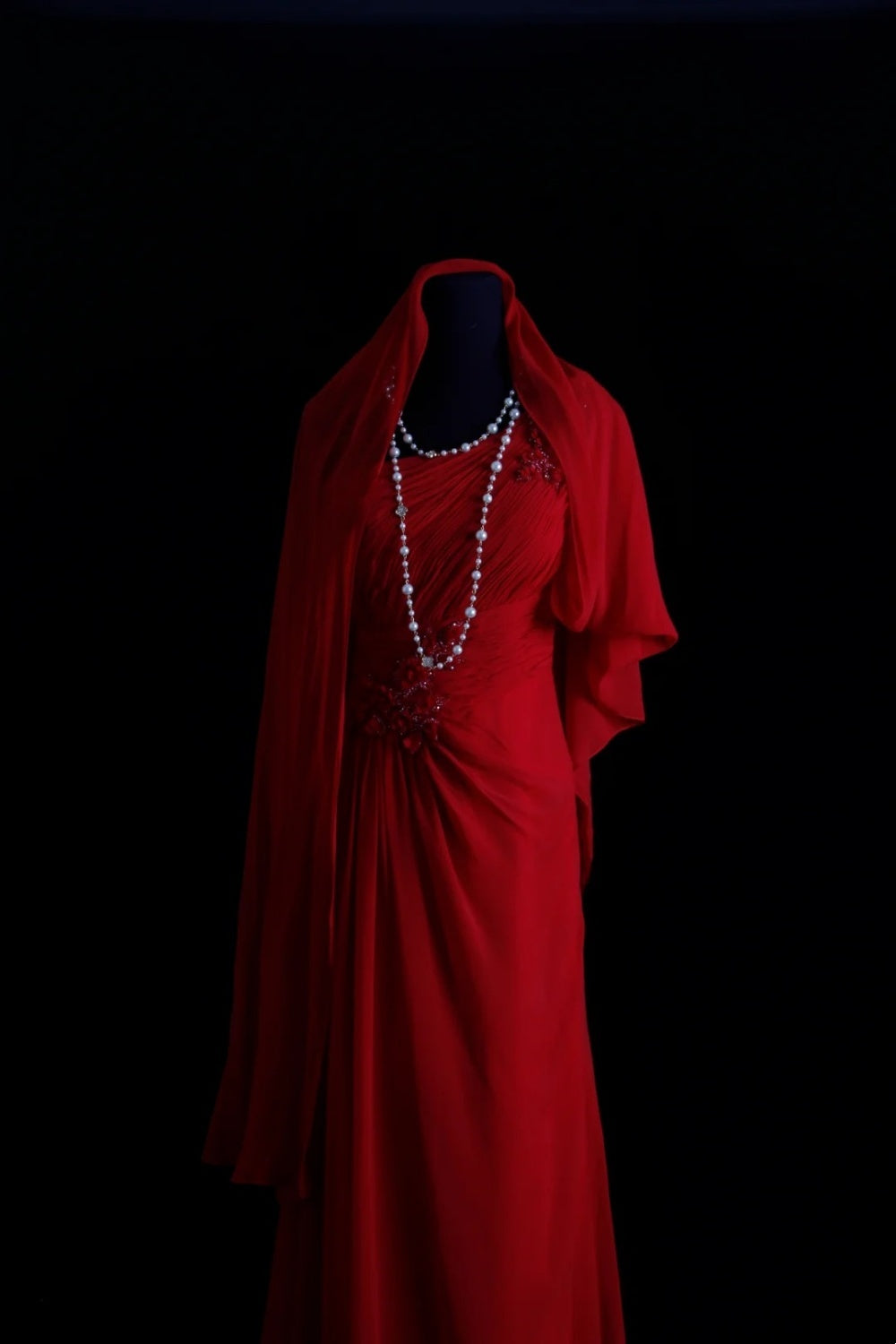 Red long tulle evening gown gh6852