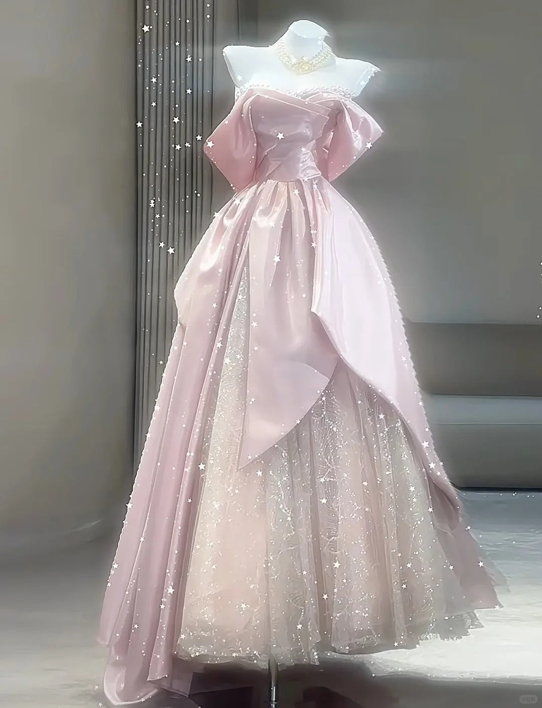 Robe de soirée longue rose élégante en tulle pour adulte, gh4469