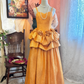 French Romantic Orange Dress: Thin Strap Heart Neckline, Flared Skirt Design, High-end Party Dress gh6583