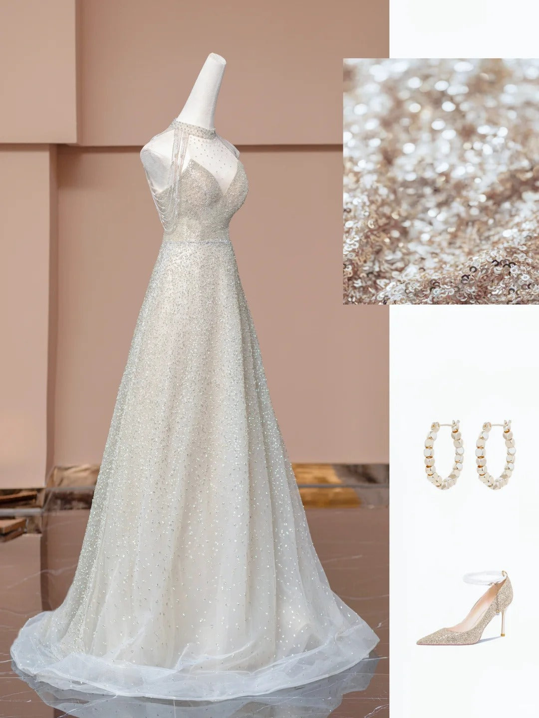 Champagne gold shining elegant tulle long prom dress evening dress party dress gh4870