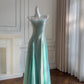 girlhomeshops - Robe de soirée longue minimaliste vert menthe/rose pastel à fines bretelles et coupe ajustée gh6098