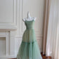 Robe de bal longue fluide en mousseline de soie menthe pour fête d'anniversaire gh4405