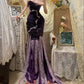 Purple Vintage Elegant Unique Long Floral Satin Prom Dress Evening Dress Graduation Dress gh4256