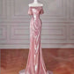 ✨Girlhomeshops-Pink Fashion Long Satin Mermaid Slim Fit Evening Dress Birthday Party Dress gh4990