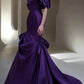girlhomeshops-Purple Elegant Long Satin Train Prom Dress gh6236