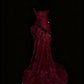 Luxury Sexy Style Strapless Sleeveless Gown | Burgundy Satin Shimmer Mermaid Train Maxi Dress for Gala Red Carpet Ball Engagement Banquet gh6421