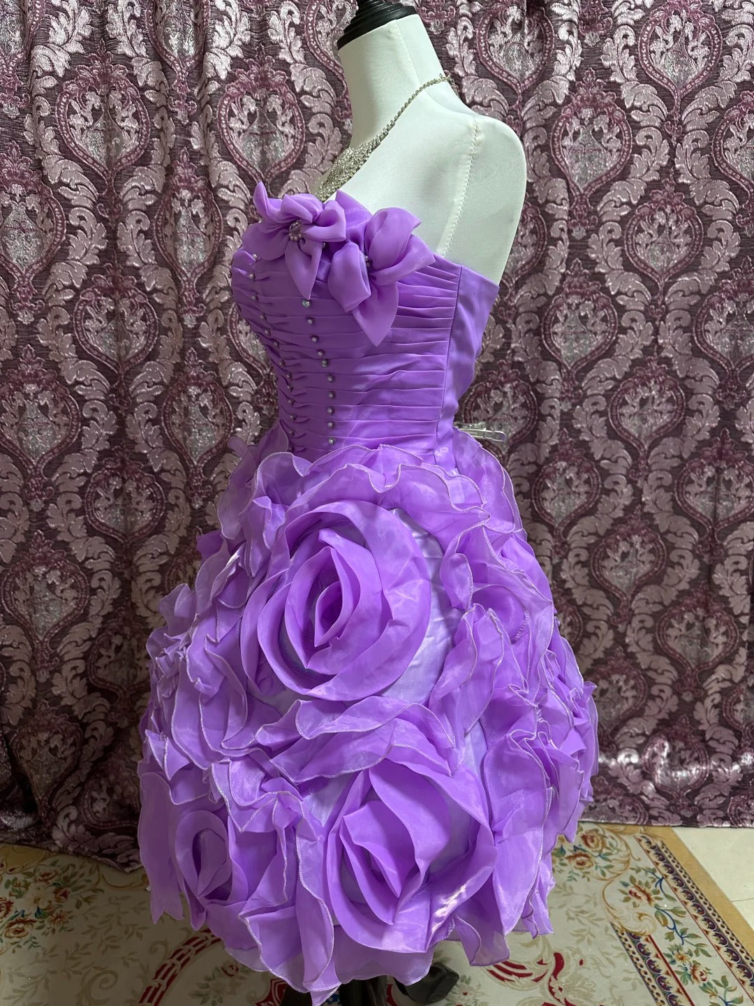 Purple Beaded Princess Tulle Short Homecoming Gown Prom Dress gh4643