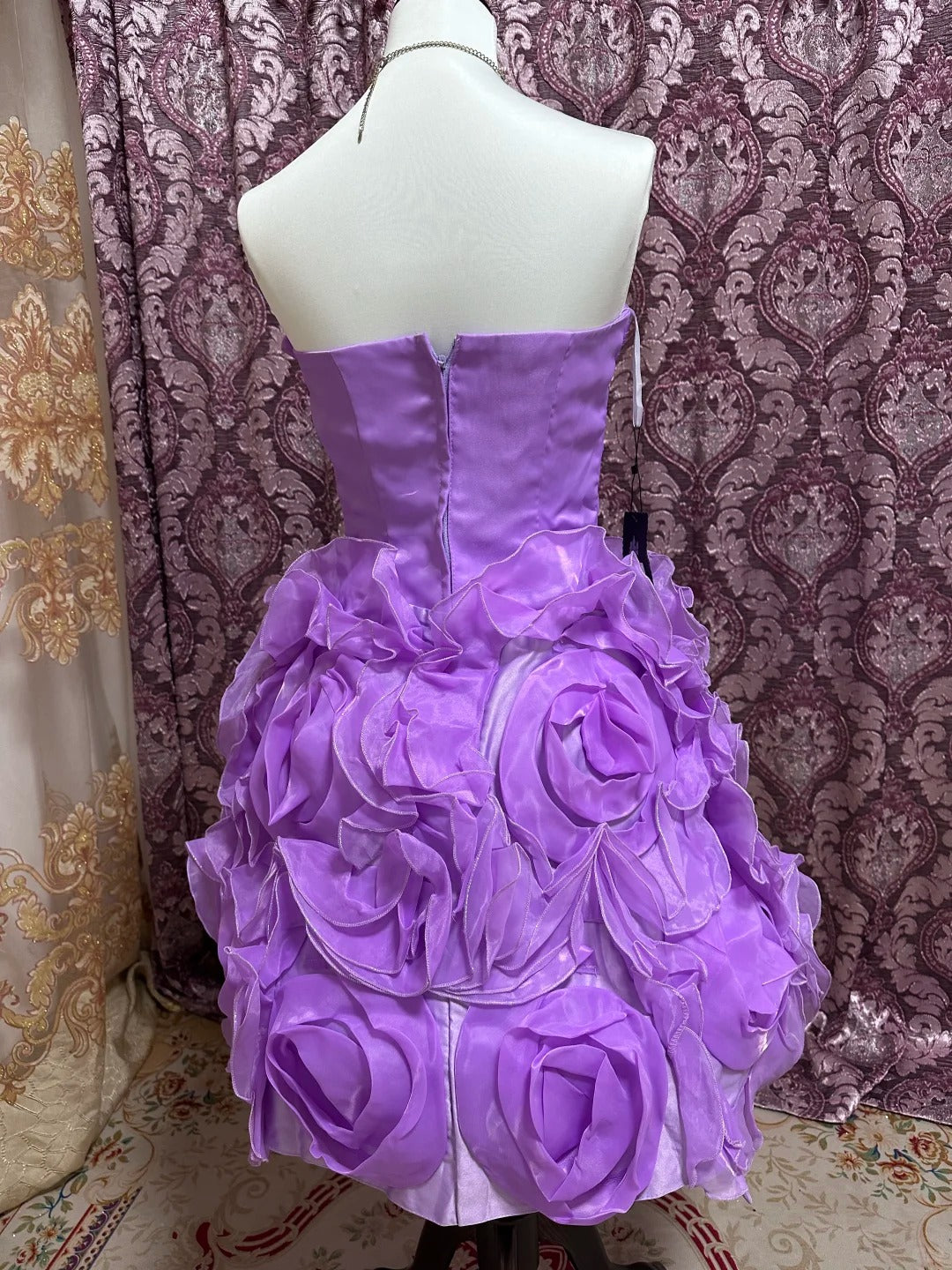 Purple Beaded Princess Tulle Short Homecoming Gown Prom Dress gh4643