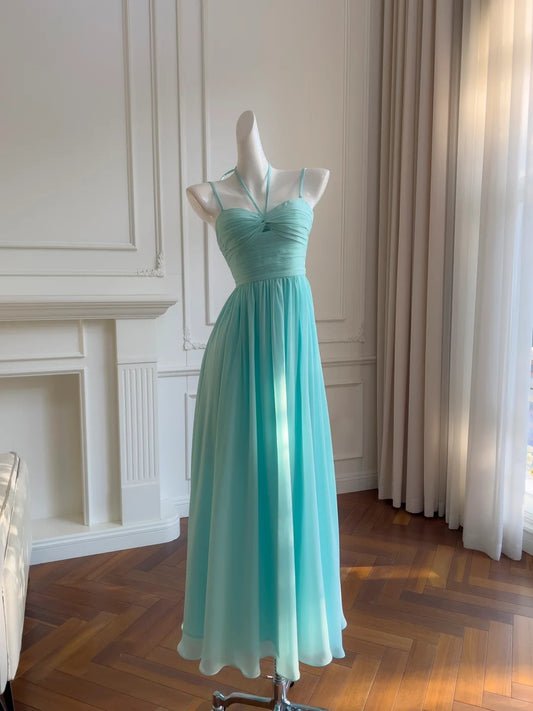 girlhomeshops – Mintgrünes, schlichtes, langes Chiffon-Ballkleid gh5578