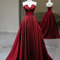 Robe de soirée longue en satin rouge, élégante et charmante, simple et élégante, longueur au sol, gh3725