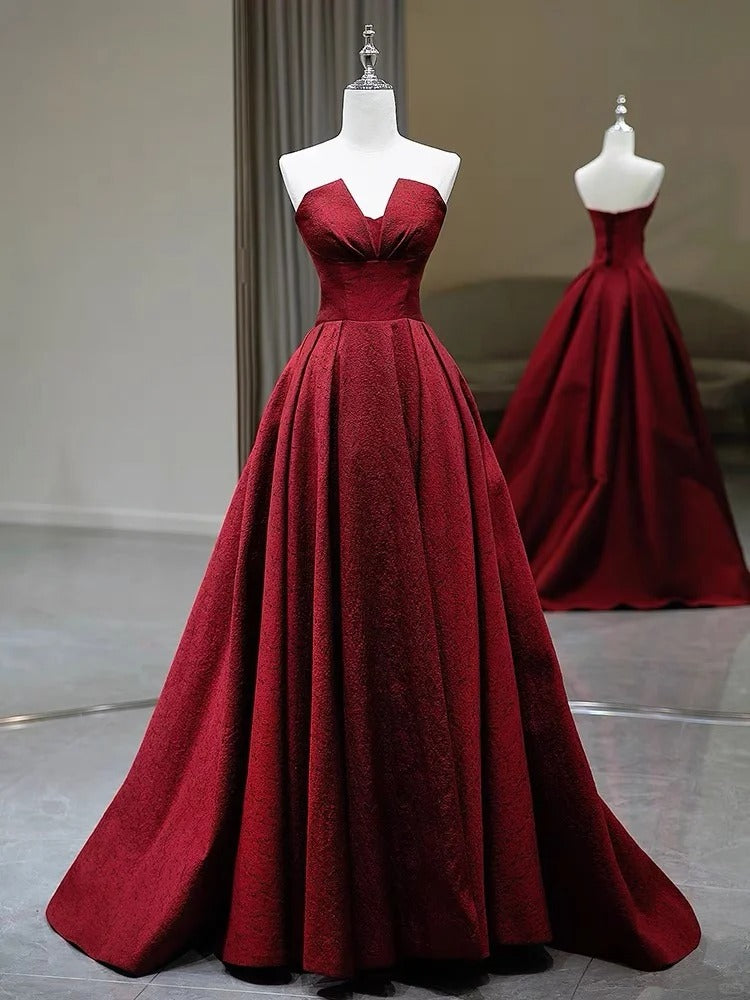 Robe de soirée longue en satin rouge, élégante et charmante, simple et élégante, longueur au sol, gh3725