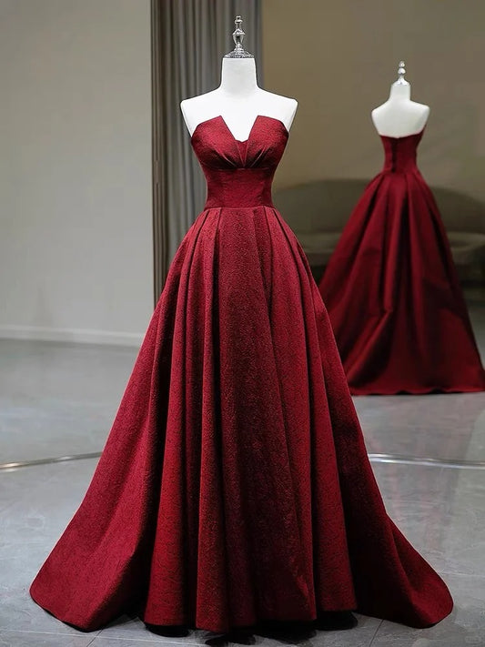 Robe de soirée longue en satin rouge, élégante et charmante, simple et élégante, longueur au sol, gh3725