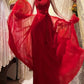 Red floral long satin tulle ball gown birthday party dress evening dress gh4414