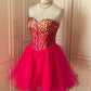 ❤️Pink retro noble princess short homecoming dress sequined tulle ball dress evening dress gh4392