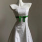 Girlhomeshops-White Floral Vintage Green Bow Short Satin Homecoming Dress Birthday Dress gh5361
