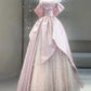 Robe de soirée longue rose élégante en tulle pour adulte, gh4469