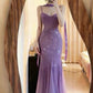 Pink Purple Gorgeous Shiny Elegant Exquisite Beaded Mermaid Slim Fit Long Chiffon Spaghetti Straps Tulle Sequins Formal Prom Dress Evening Dress Party Dress gh3654