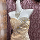 Champagne Beaded Short Ruffle Satin Homecoming Dress Prom Dress Birthday Dress gh4633