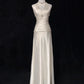Robe de soirée élégante en satin blanc ivoire, style vintage, longue, robe de bal, robe de remise de diplôme, robe de mariée, gh4490
