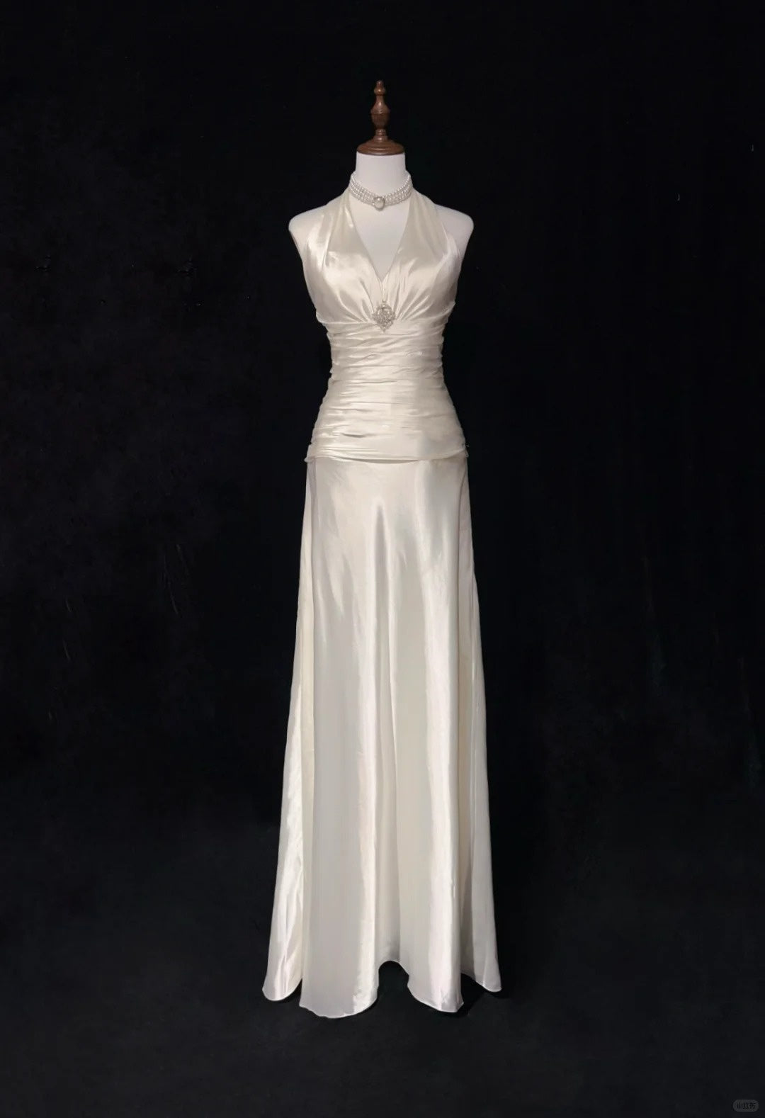 Robe de soirée élégante en satin blanc ivoire, style vintage, longue, robe de bal, robe de remise de diplôme, robe de mariée, gh4490