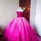 Girlhomeshops - Rosa, modisches, perlenbesetztes, langes, bodenlanges Tüll-Ballkleid, Ombre-Muster, gh5301