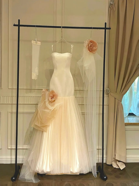 Girlhomeshops - Magnifique robe de mariée sirène à fleurs, longue et élégante, en tulle, robe de bal gh5437