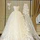Girlhomeshops-White floral lace long elegant tulle wedding prom dress gh5436