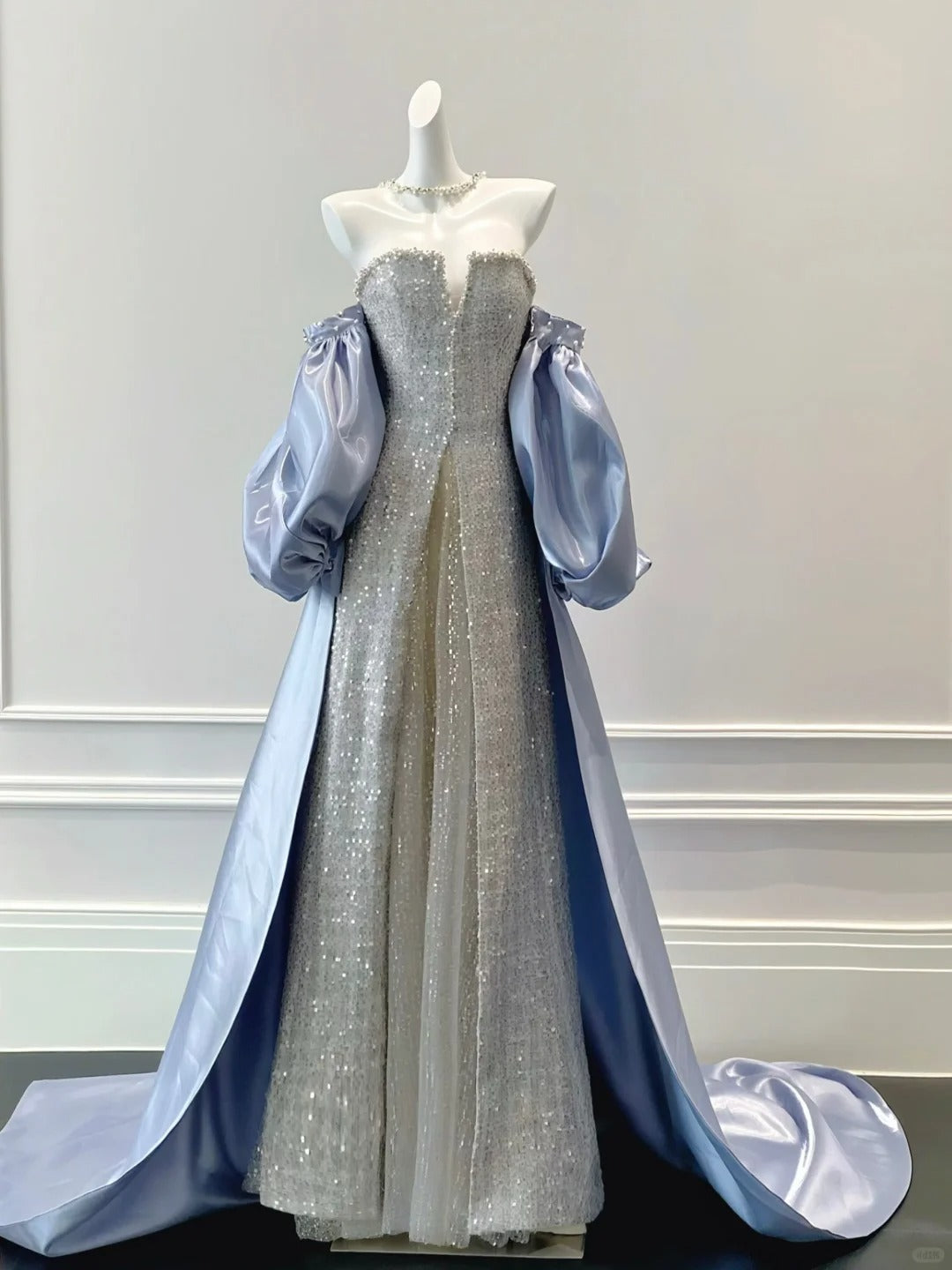 Belle robe bleue princesse haut de gamme fée fil robe de bal robe de soirée gh4329