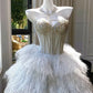 Girlhomeshops - Robe de mariée longue et élégante en plumes de fée, blanche et perlée, gh5445