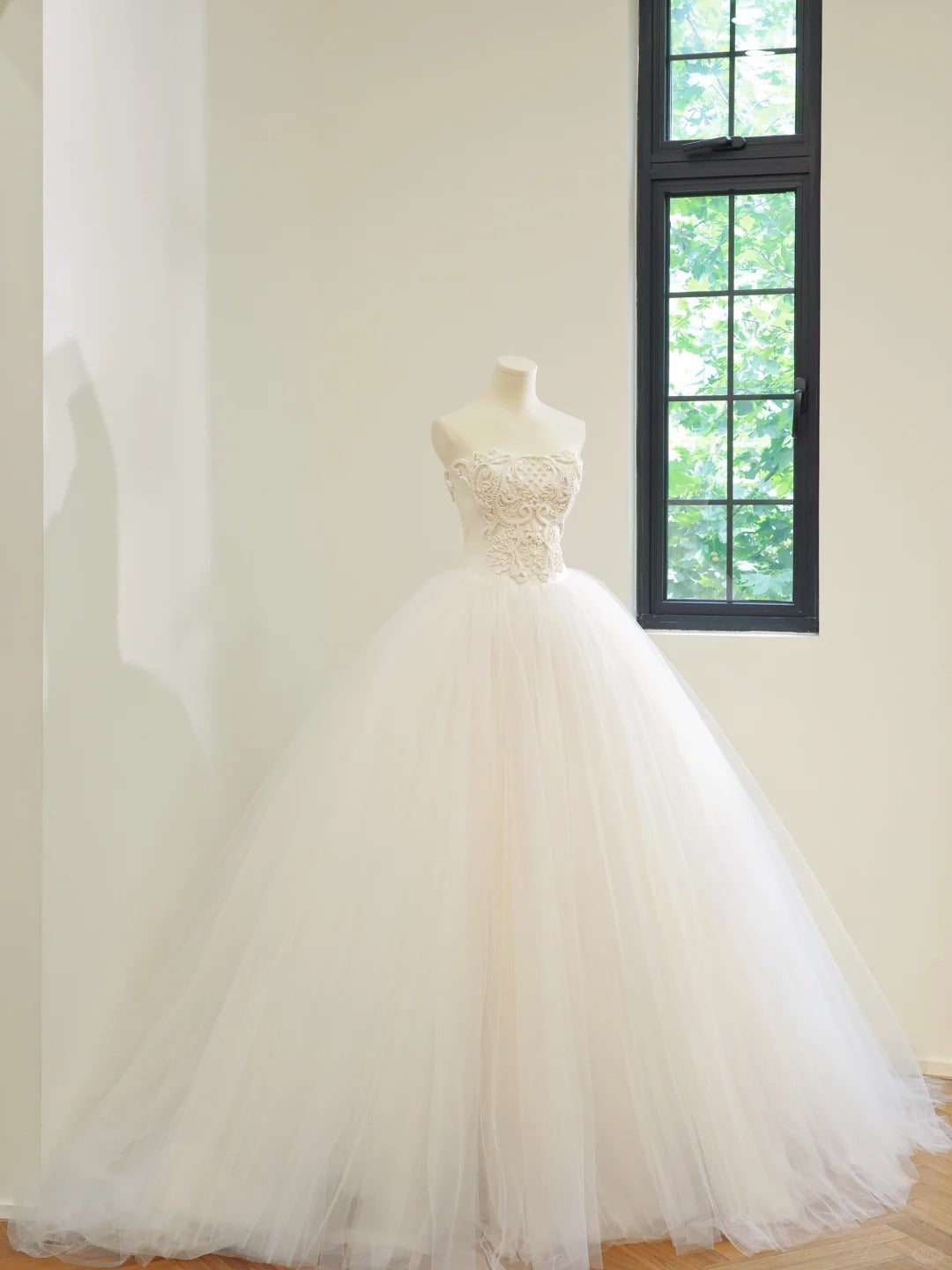 Girlhomeshops-White Fashion Long Tulle Prom Dress Evening Gown Wedding Dress gh5059