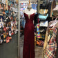 Burgundy Stunning Fashion Retro Elegant Exquisite Rhinestone Spaghetti Straps Long Satin Sexy Backless Prom Dress Evening Dress Birthday Party Dress gh4147